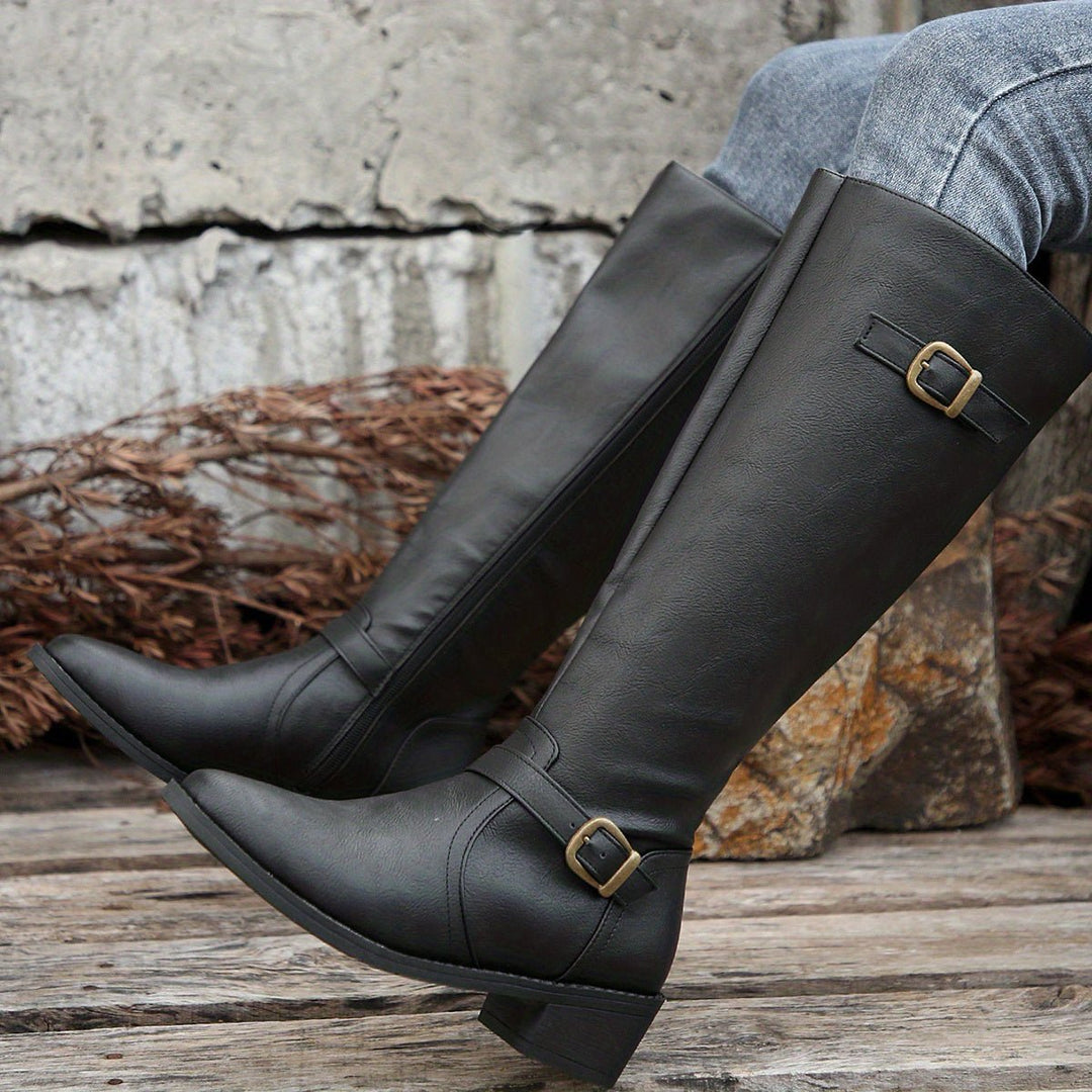Women's Fashionable Genuine Leather Knee - High Boots - Flyon