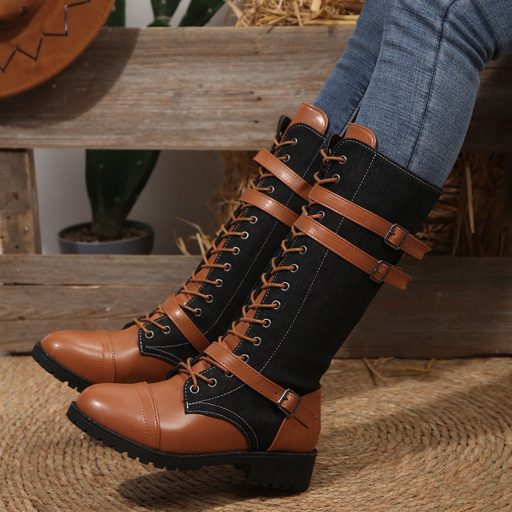 Women's Fashionable Zipper Leather Boots - Flyon