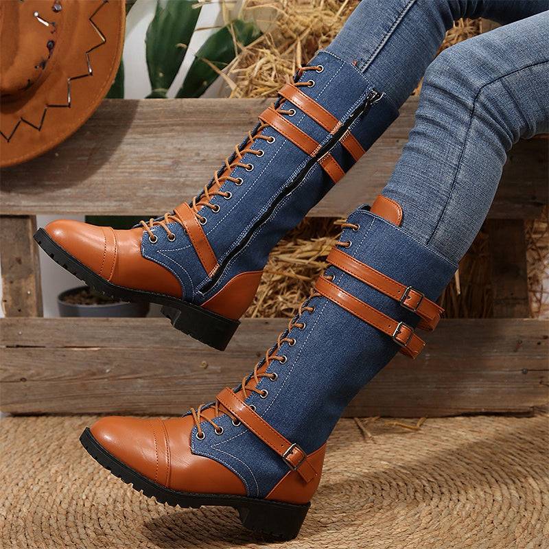Women's Fashionable Zipper Leather Boots - Flyon
