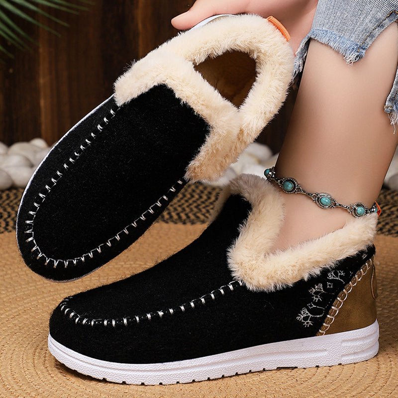Women's Handcrafted Comfortable Slip - On Snow Boots - Flyon