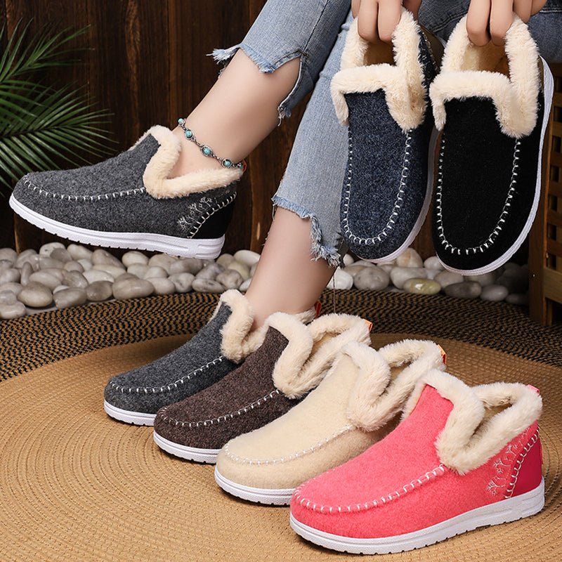 Women's Handcrafted Comfortable Slip - On Snow Boots - Flyon