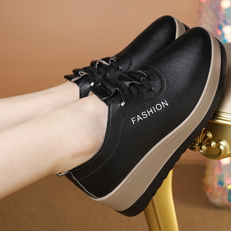 Women's Platform Casual Leather Orthopaedic Sneakers - Flyon