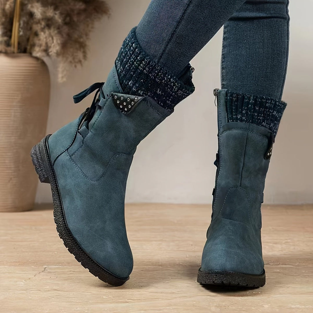 Women's Vintage - Style Warm Mid - Calf Boots - Flyon