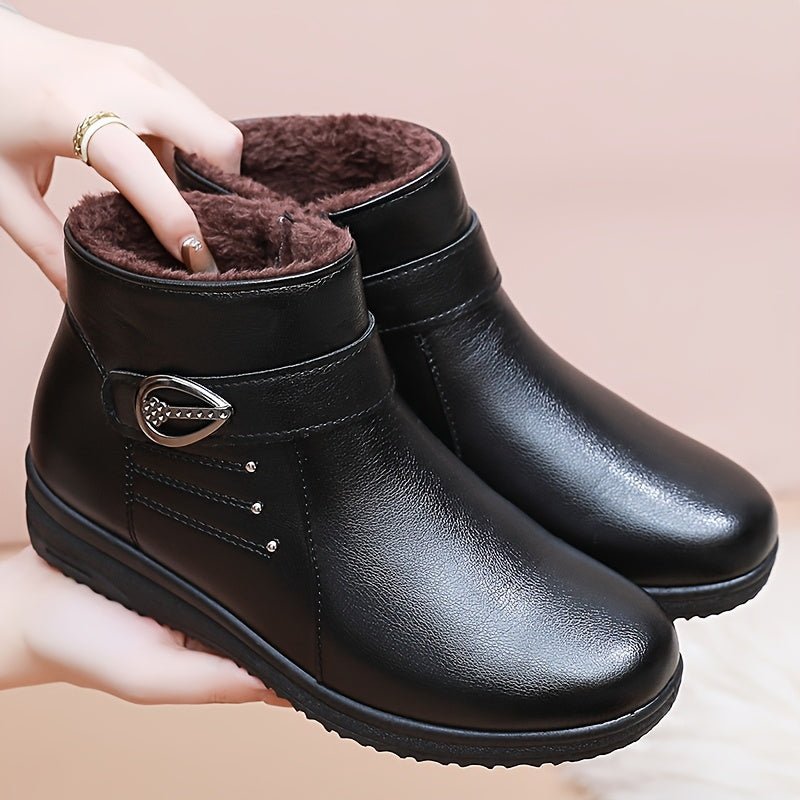 Women's Warm Soft - Sole Non - Slip Genuine Leather Boots - Flyon