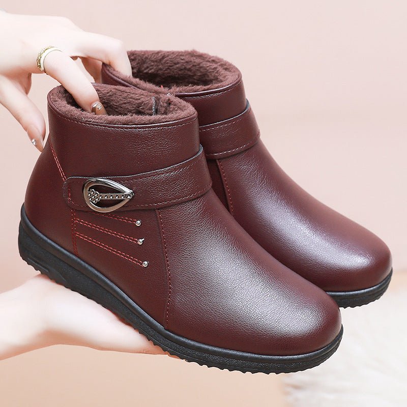 Women's Warm Soft - Sole Non - Slip Genuine Leather Boots - Flyon